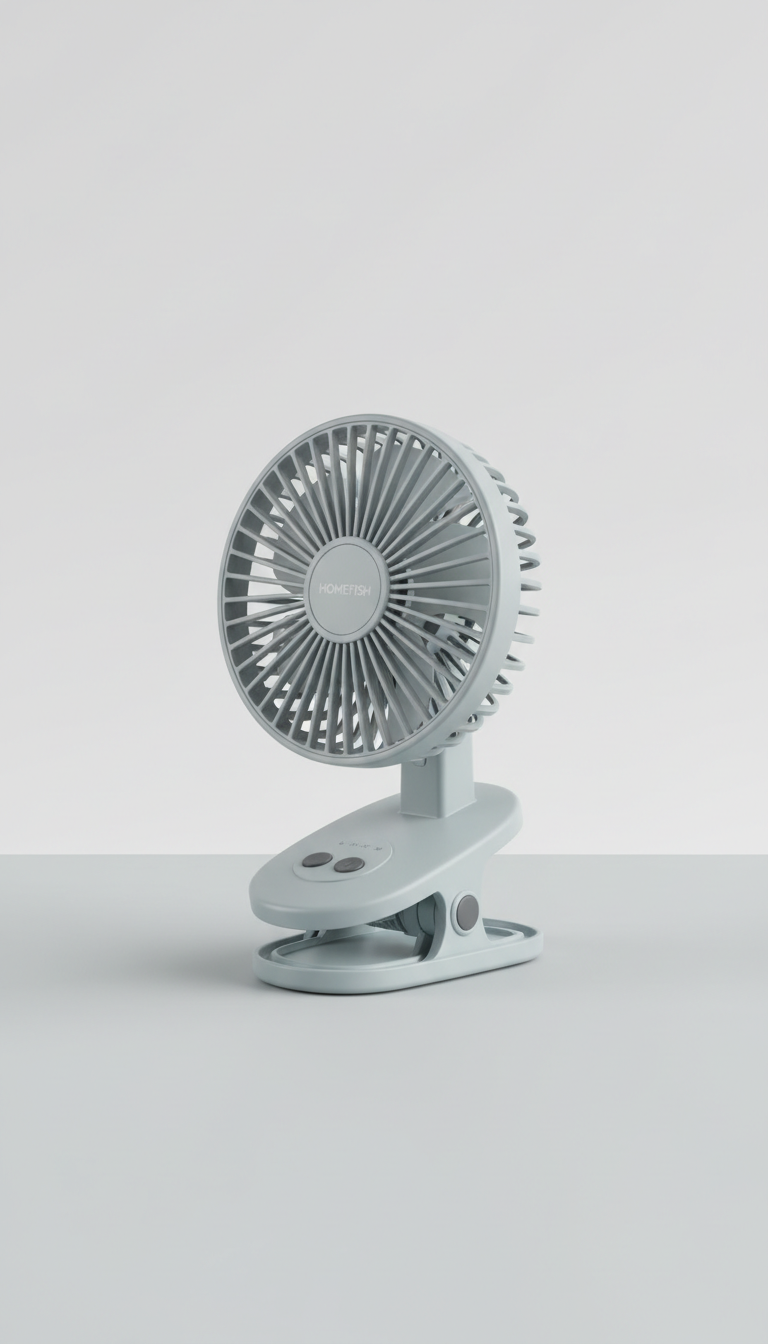 Clip fan with mist grey casing