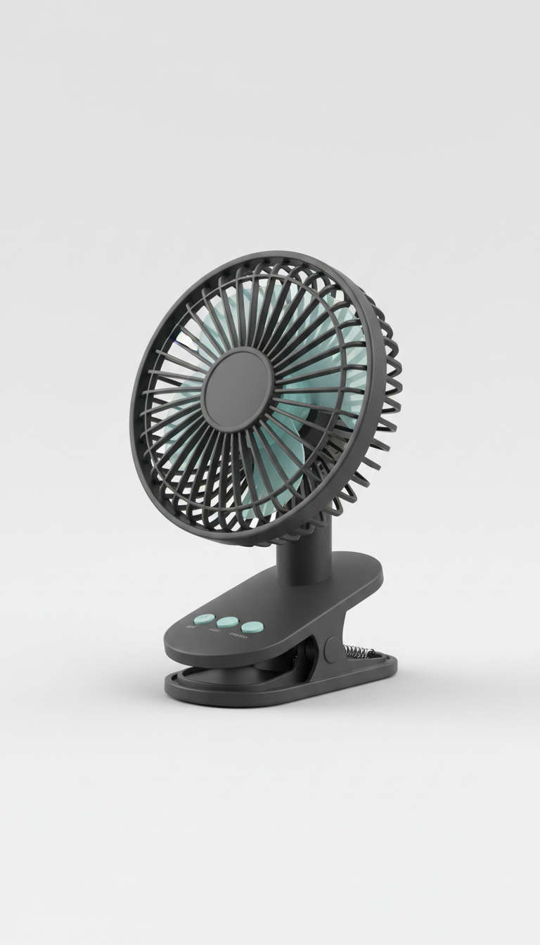 Clip fan with graphite black exterior