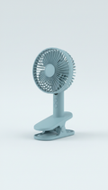 Clip fan with glacier blue finish