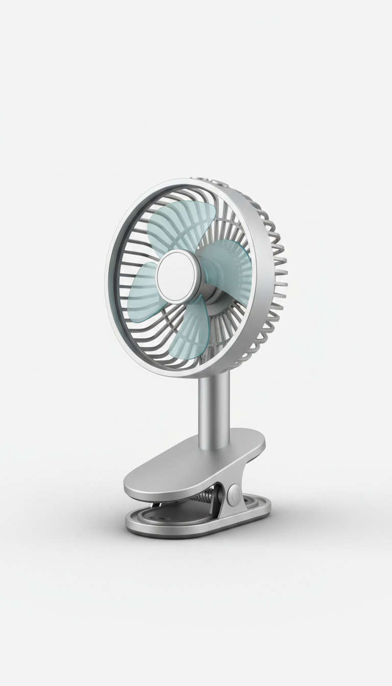 Clip fan with pebble silver coating